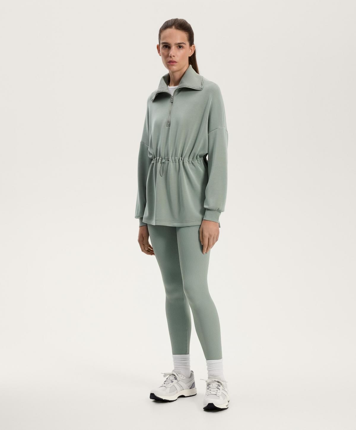 오이쇼 소프트 모달 하프집업 하이넥 스웨트셔츠 3814/791 BLUEGREEN - 상세 이미지 3