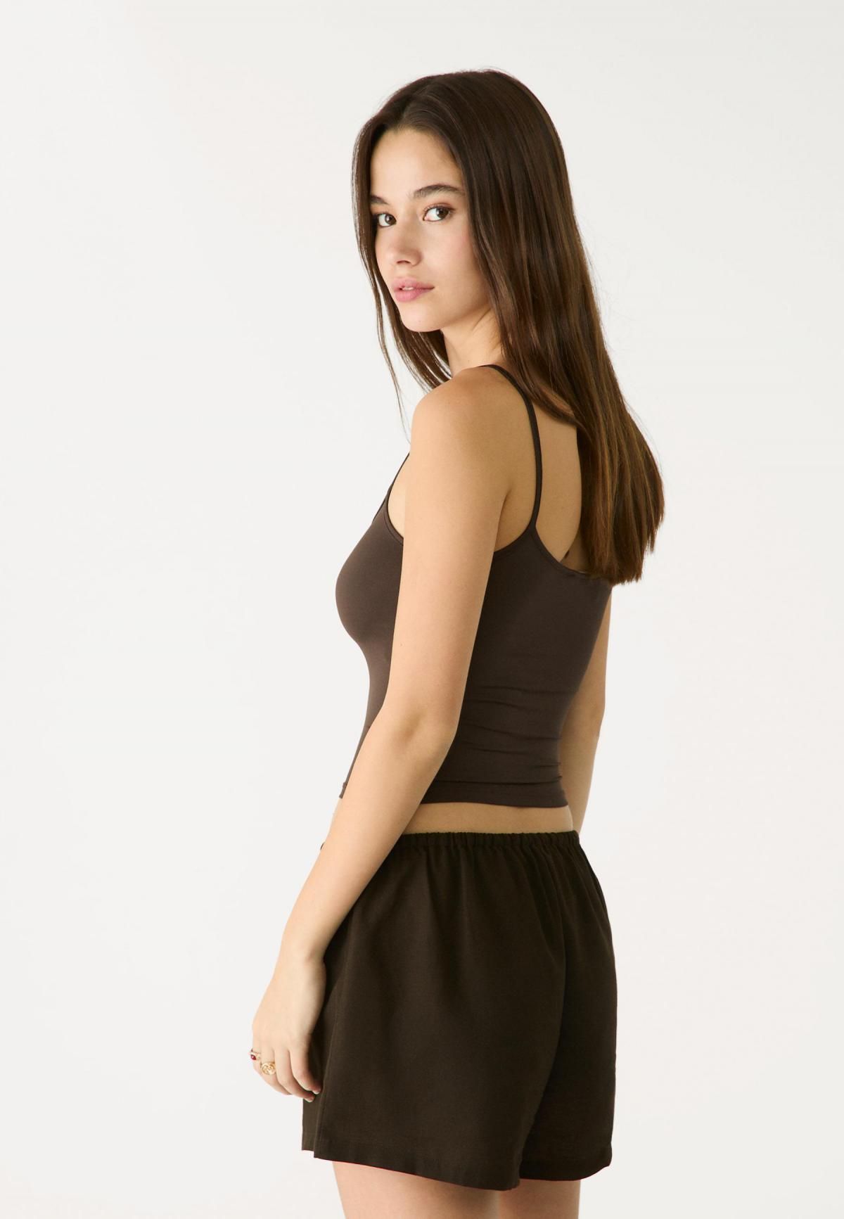 스트라디바리우스 린넨블렌드 드로스트링 반바지 7436/450 BROWN - 상세 이미지 4