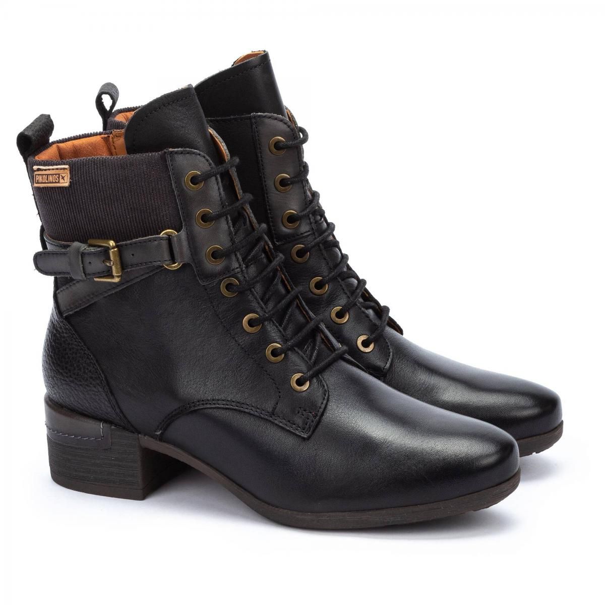 피콜리노스 프리미엄 레더 버클 레이스업 앵클부츠 MALAGA W6W-8953C1 BLACK - 상세 이미지 2