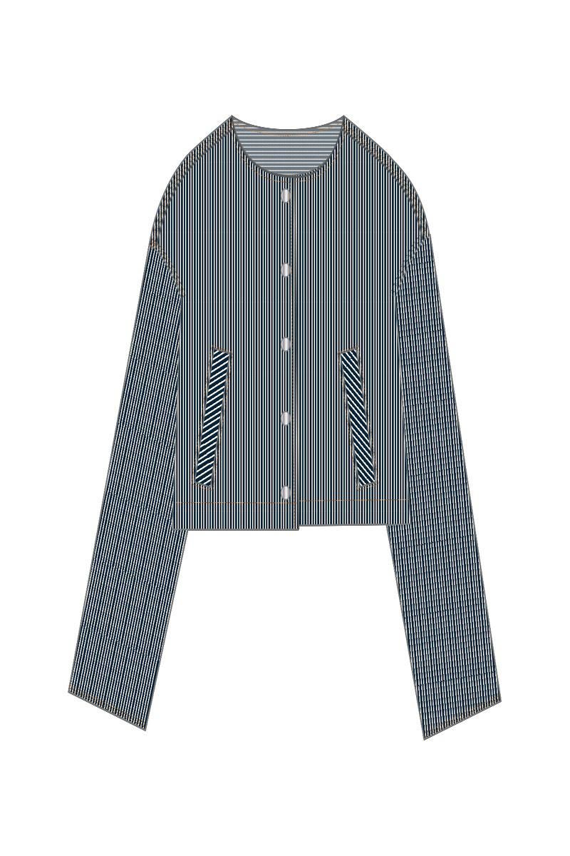 타이니코튼 스트라이프 데님 라운드넥 재킷 SS25-796R82 ONE COLOR - 상세 이미지 2
