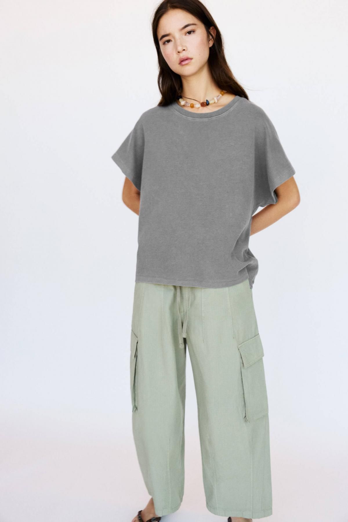 풀앤베어 오버사이즈 미니멀 라운드넥 반팔 티셔츠 3245/319 MEDIUM GREY - 상세 이미지 2
