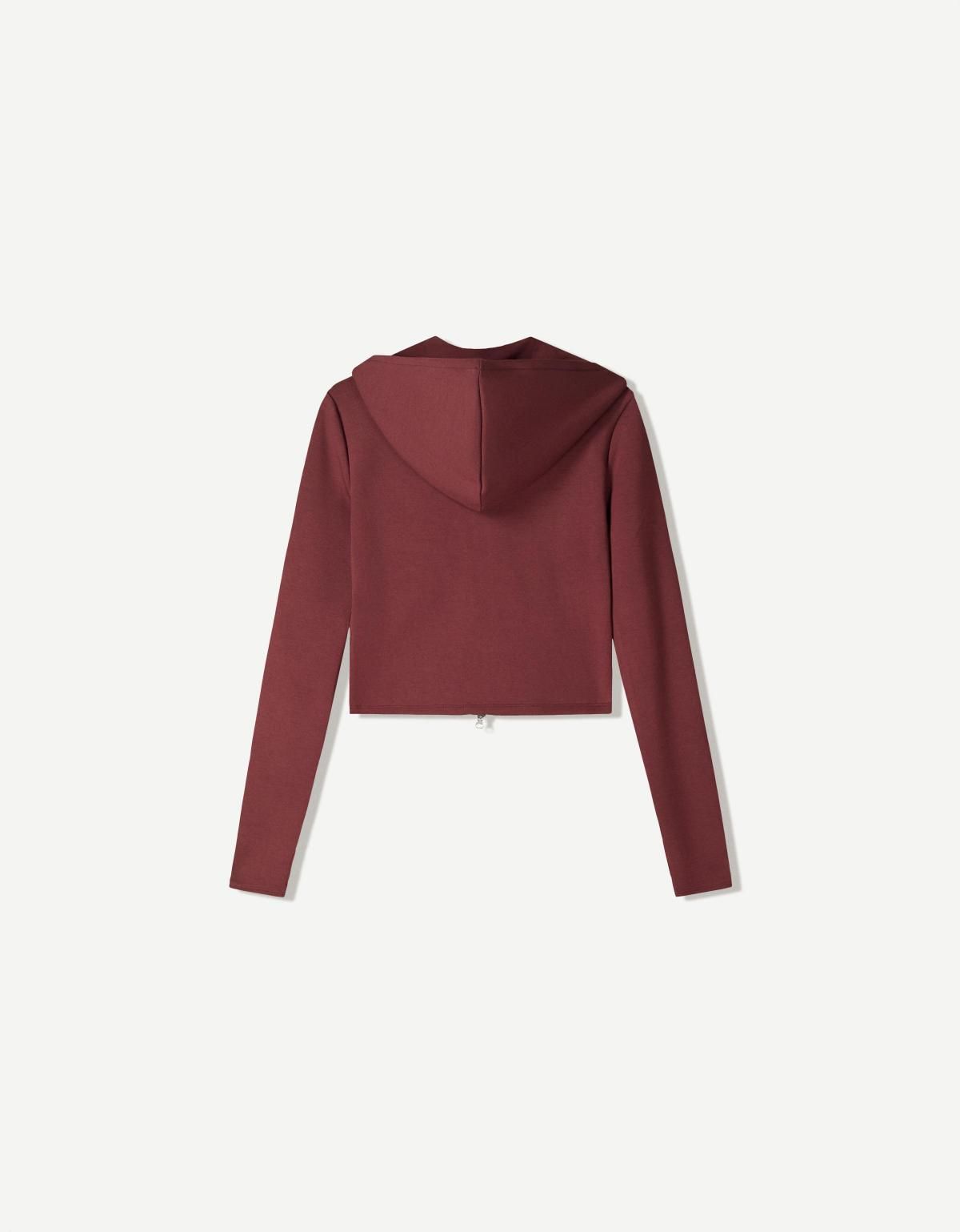 버쉬카 베이직 버건디 크롭 집업 후드티 1820/727 BURGUNDY - 상세 이미지 2
