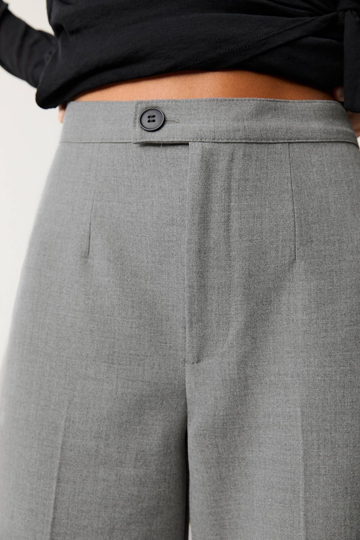 풀앤베어 하이웨이스트 테크니컬 스트레이트 슬랙스 팬츠 3680/421 MEDIUM GREY - 상세 이미지 4