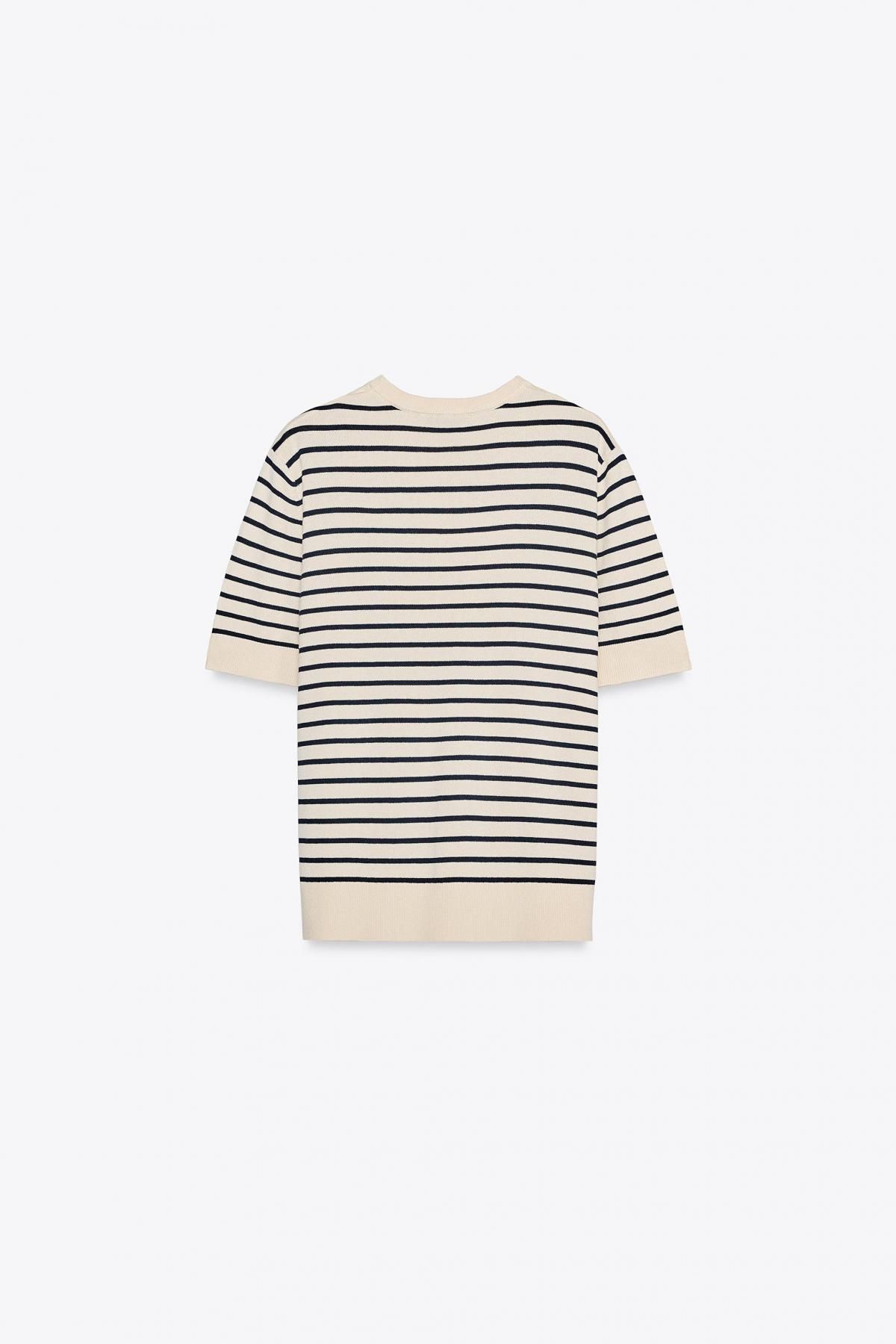 자라 스트라이프 라운드넥 니트 탑 3433/010 STRIPED - 상세 이미지 4