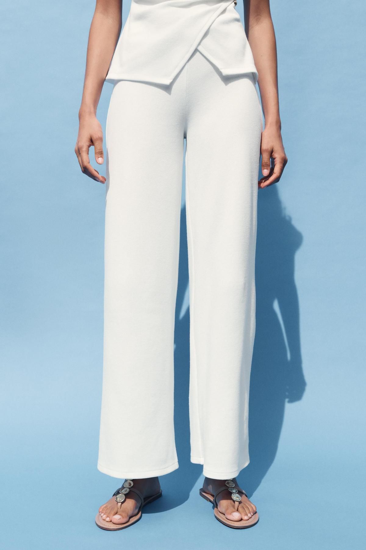 자라 텍스처 와이드 팬츠 3644/178 OYSTER-WHITE - 메인 이미지