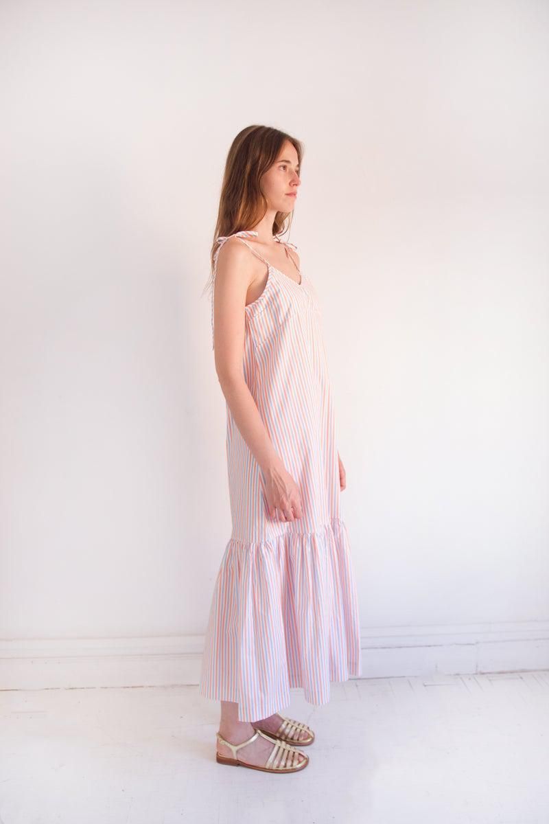 타이니코튼 러플 스트라이프 미디 원피스 SS25-637N42 ONE COLOR - 상세 이미지 5