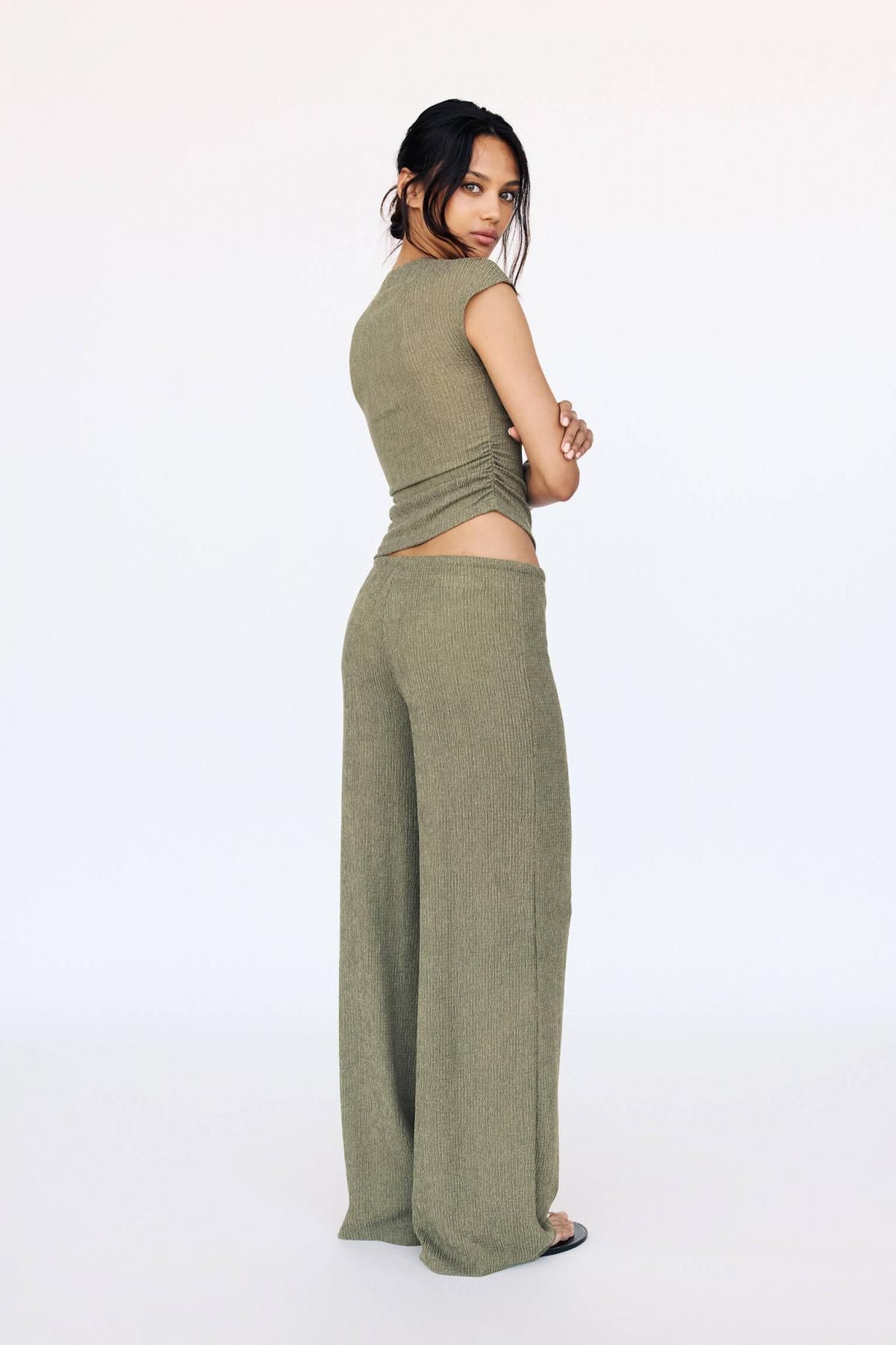 풀앤베어 미니멀 크레이프 라운드넥 반팔탑 3248/304 KHAKI - 상세 이미지 4