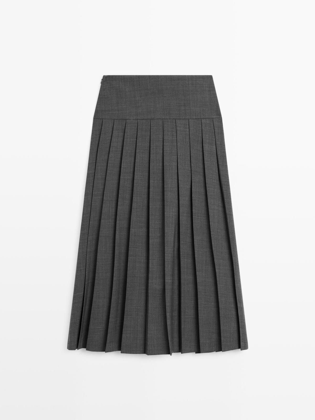 마시모두띠 클래식 플리츠 미디 스커트 5257/504 CHARCOAL - 상품 이미지