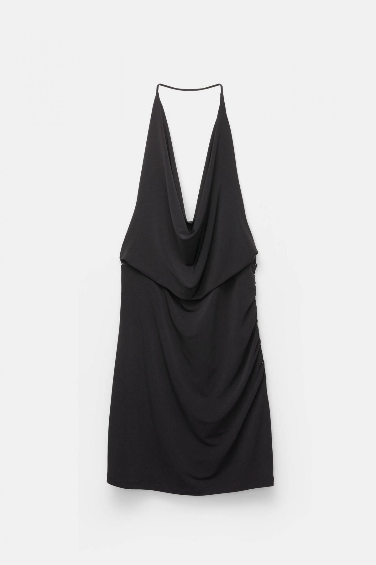 풀앤베어 드레이프 백리스 홀터넥 미니 원피스 7394/430 BLACK - 메인 이미지