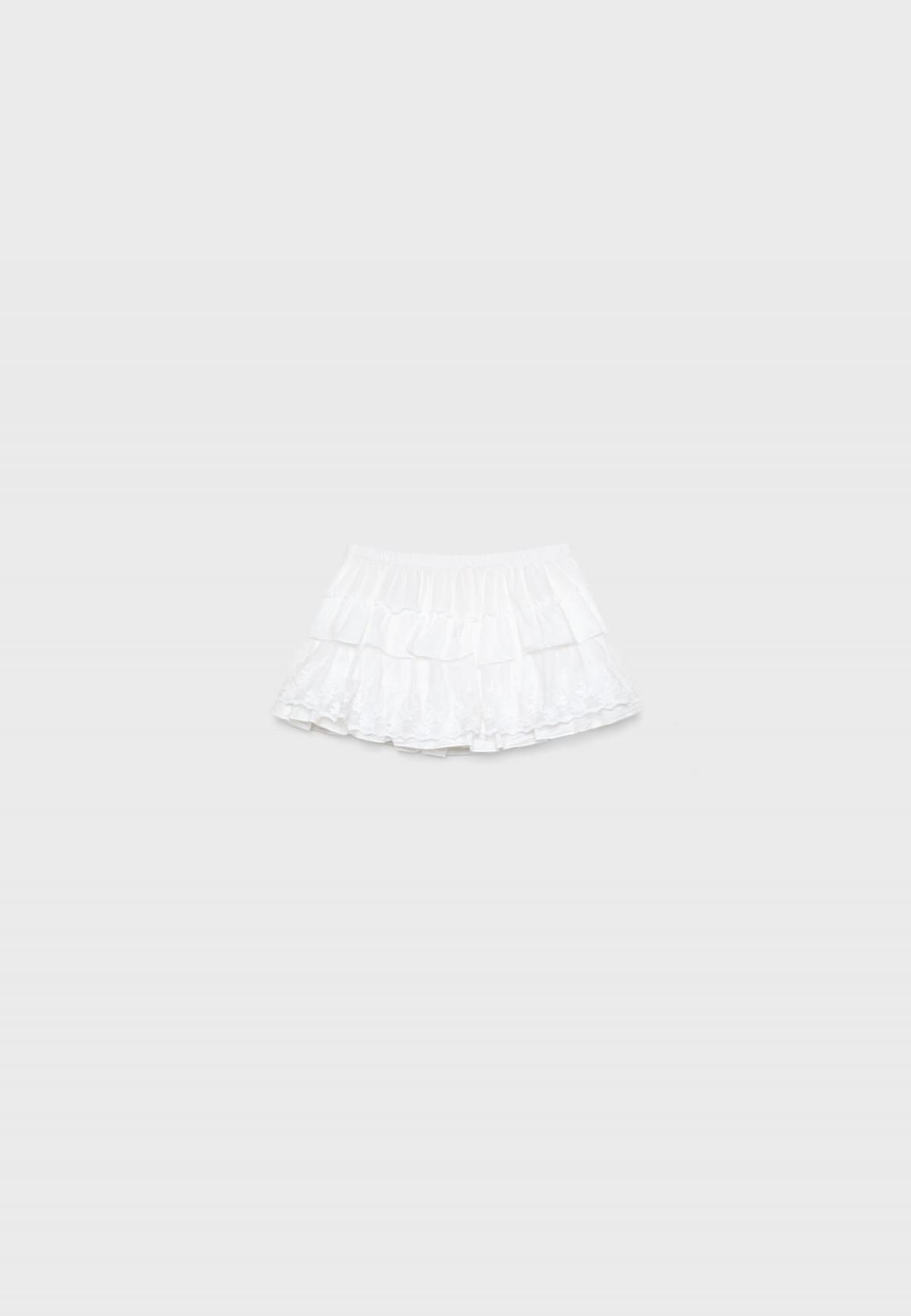 스트라디바리우스 프릴 미드웨이스트 러플 큐롯 팬츠 7416/600 WHITE - 메인 이미지