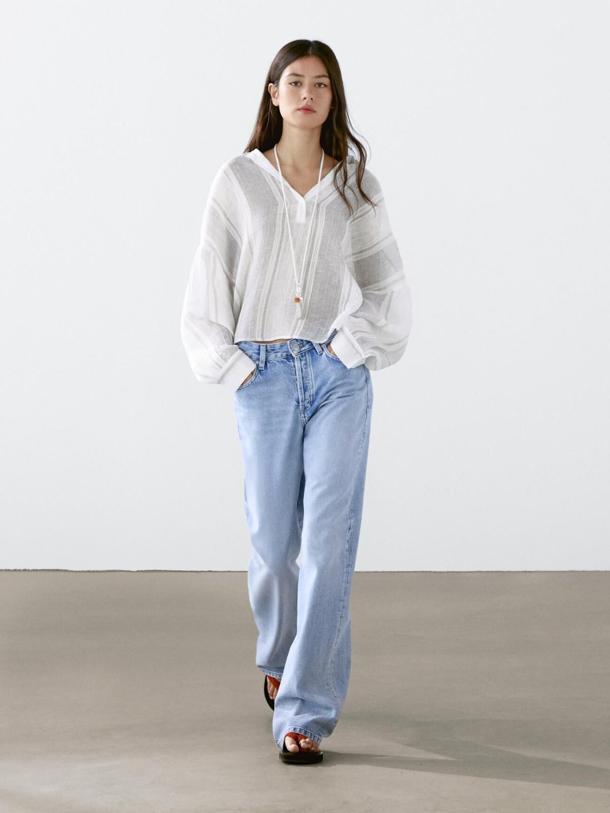 마시모두띠 스트라이프 린넨 블렌드 루즈핏 블라우스 5101/702 WHITE - 상세 이미지 2