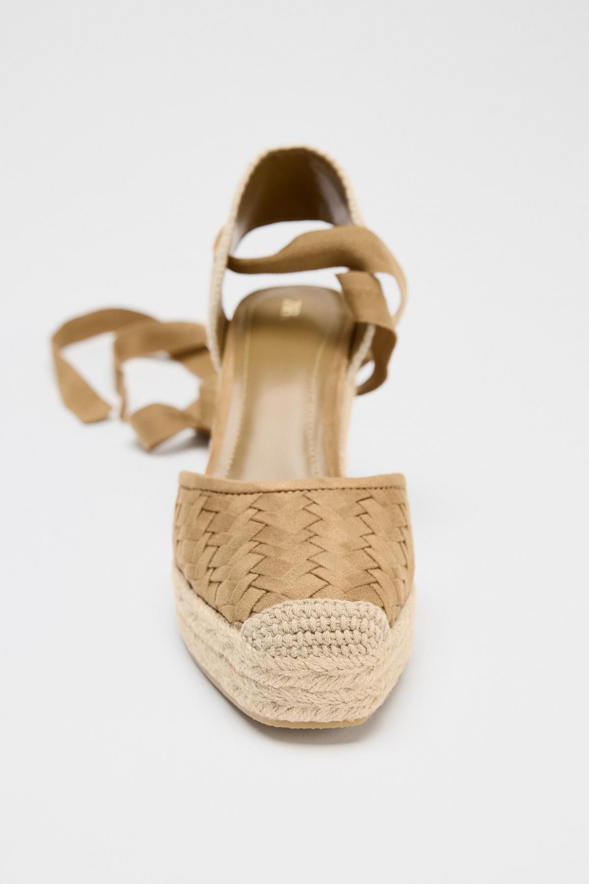 자라 에스파드류 브레이디드 바디 웨지 샌들 2300/610 SAND BROWN - 상세 이미지 3
