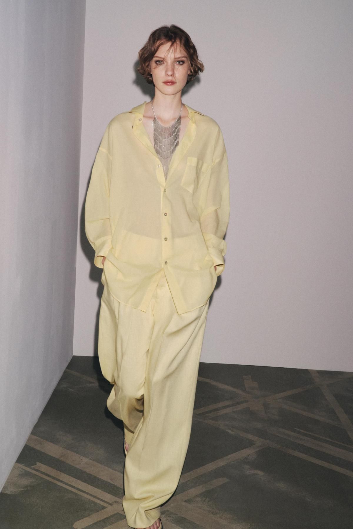 자라 오버사이즈 코튼 롱 슬리브 셔츠 4786/103 YELLOW - 상세 이미지 2