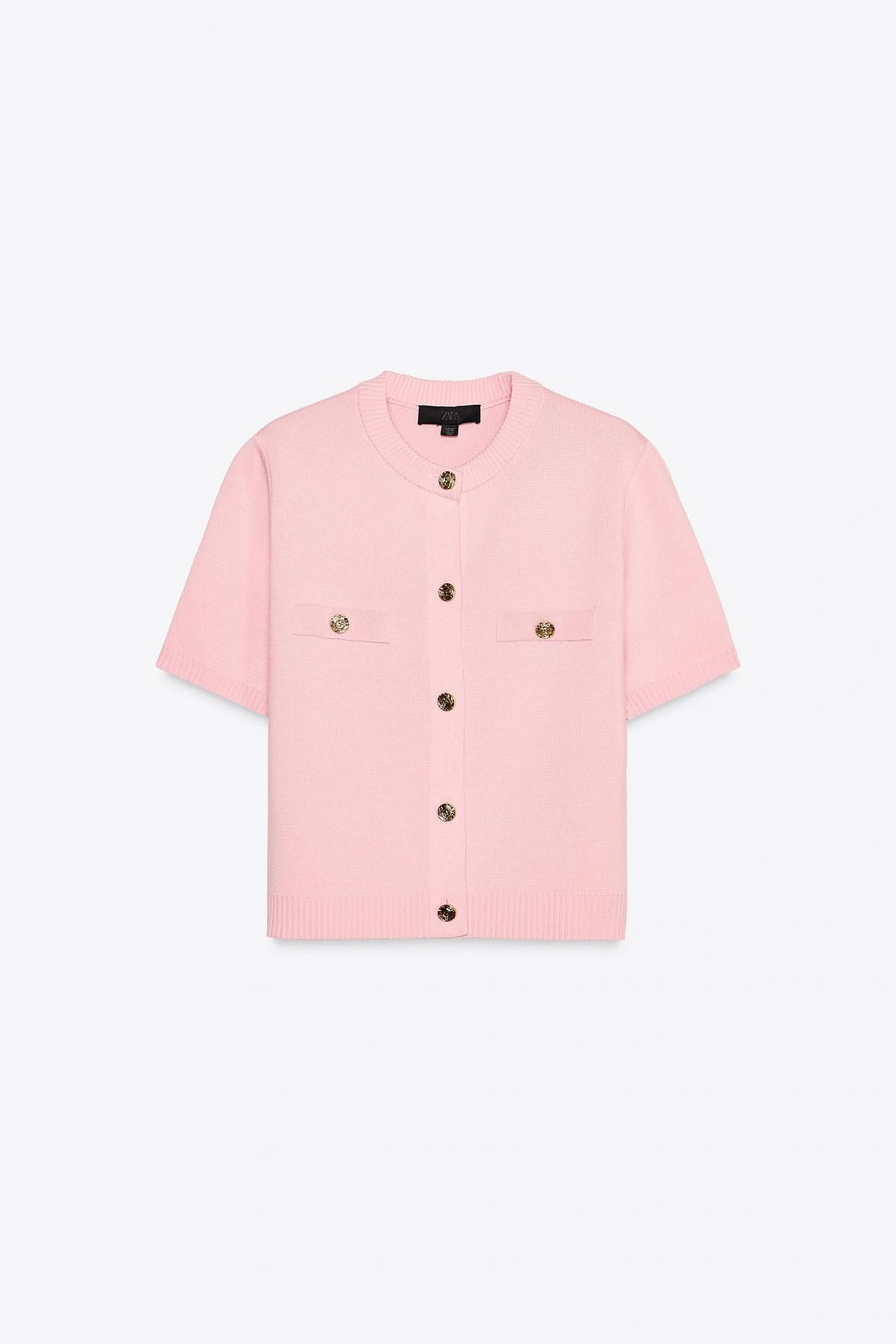자라 반팔 니트 카디건 1822/022 PASTEL PINK - 상품 이미지
