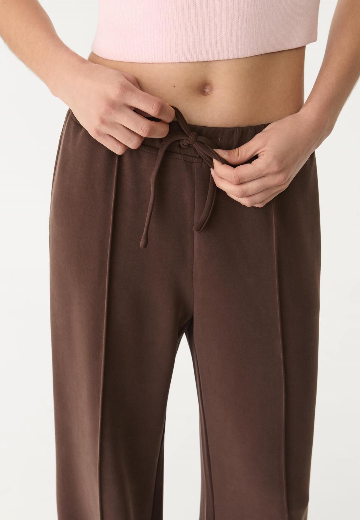 스트라디바리우스 심 디테일 소프트터치 와이드 팬츠 4512/257 BROWN - 상세 이미지 2