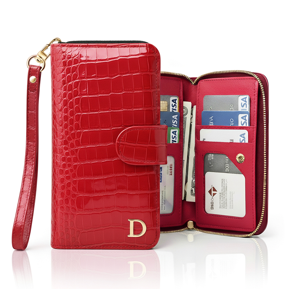 크로커D 악어패턴 가죽 다이어리 지갑 케이스 레드, 갤럭시S10 플러스 - 상품 이미지