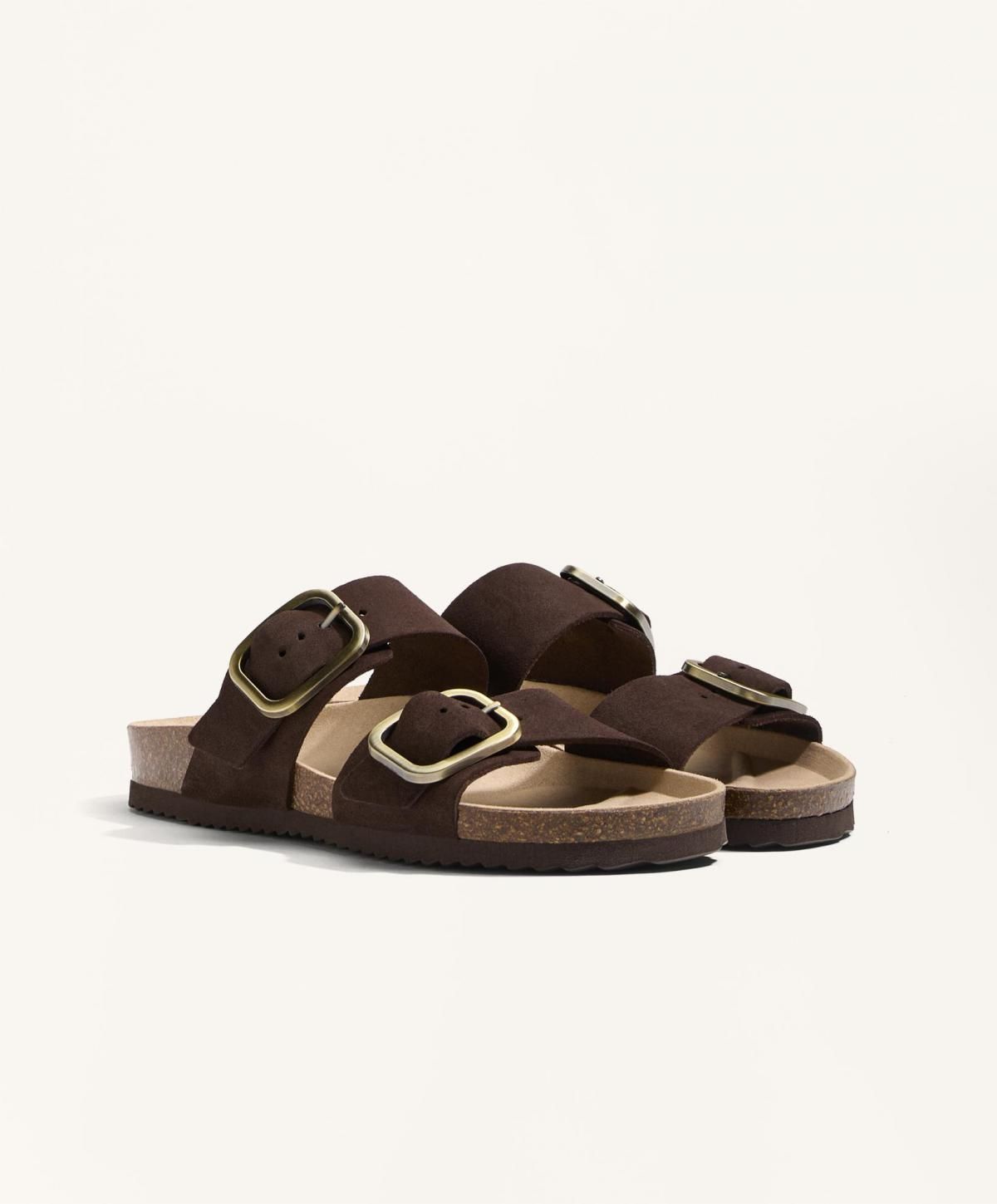 오이쇼 버클 스플릿 레더 슬라이드 샌들 1270/680 BROWN - 상세 이미지 2