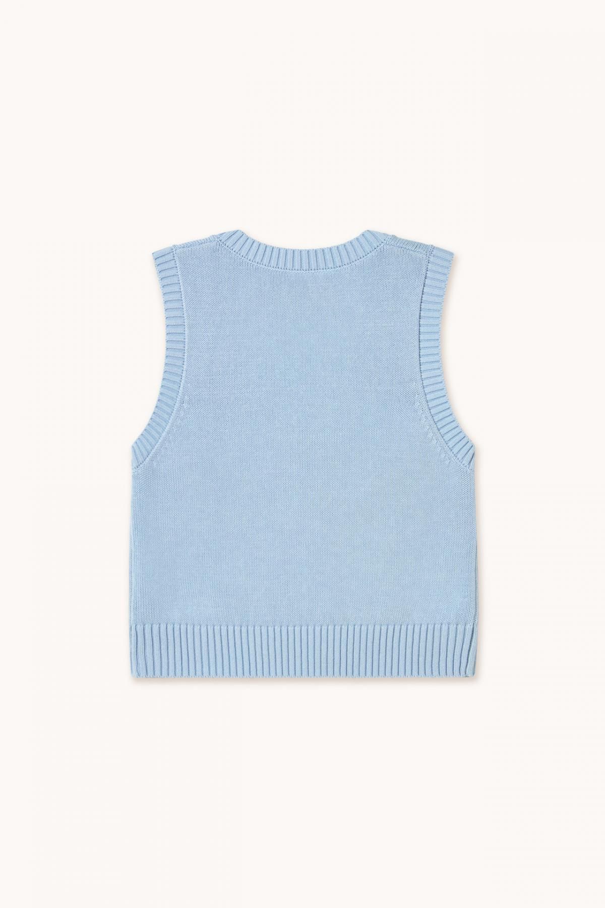 타이니코튼 라이트 블루 미니멀 버튼 니트 베스트 SS25-777L19 AZUL PASTEL - 상세 이미지 4