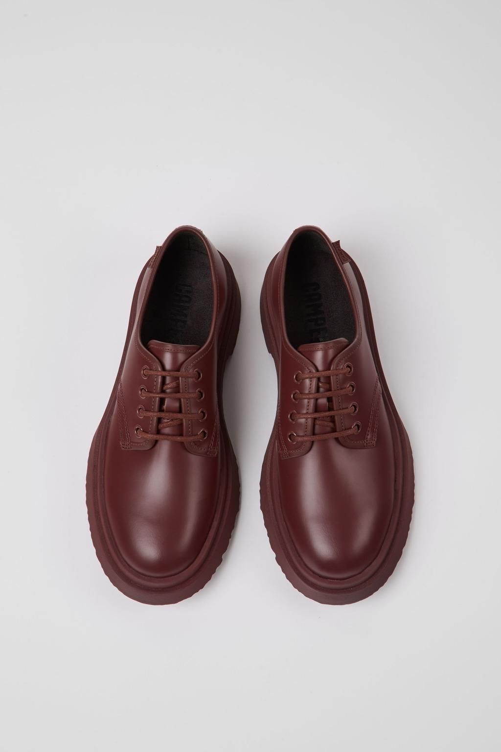 캠퍼 버건디 레더 레이스업 로퍼 Walden K201459-003 BURGUNDY - 상세 이미지 4