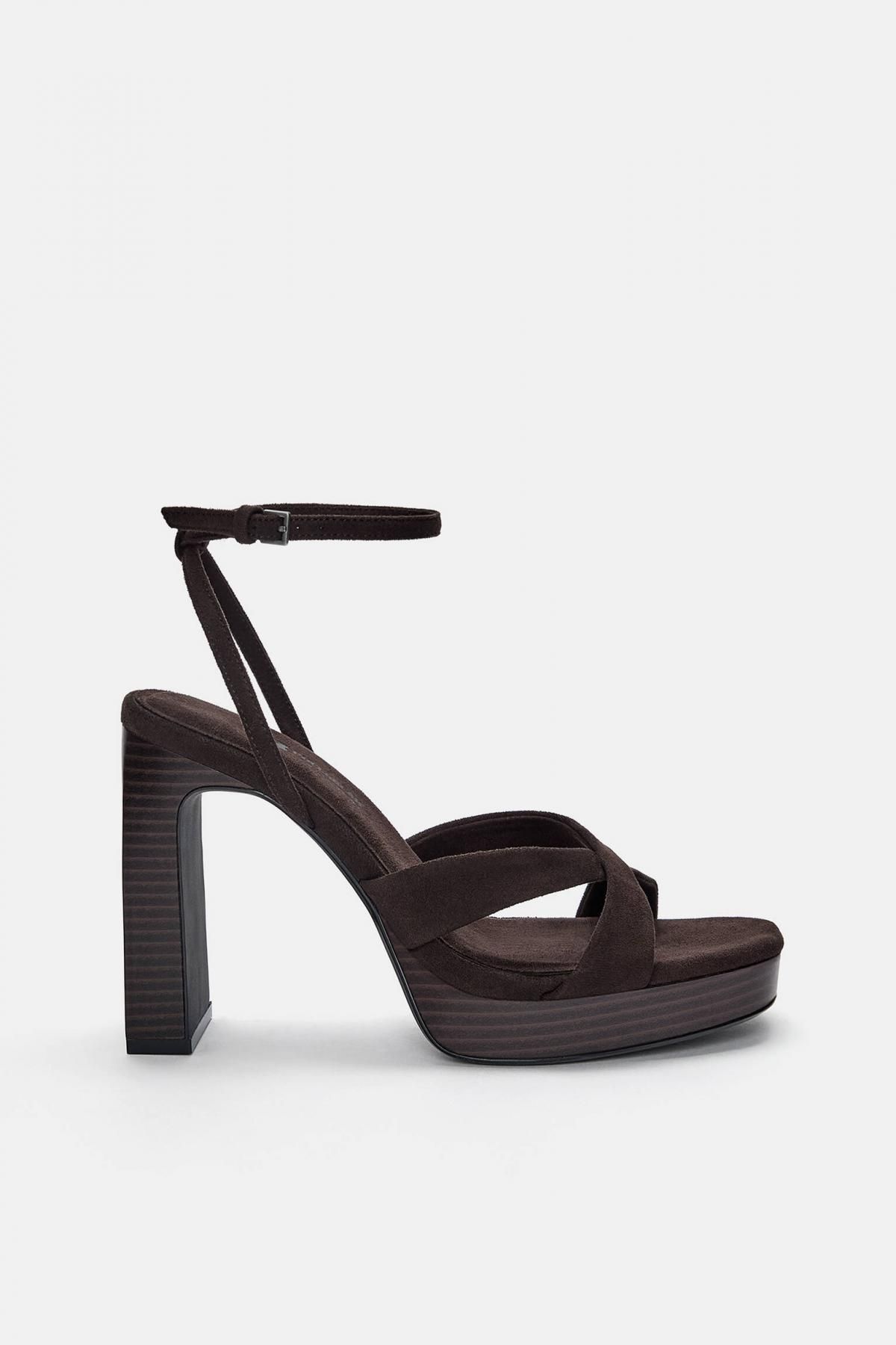 풀앤베어 브라운 플랫폼 하이힐 스트랩 샌들 1615/640 BROWN - 메인 이미지