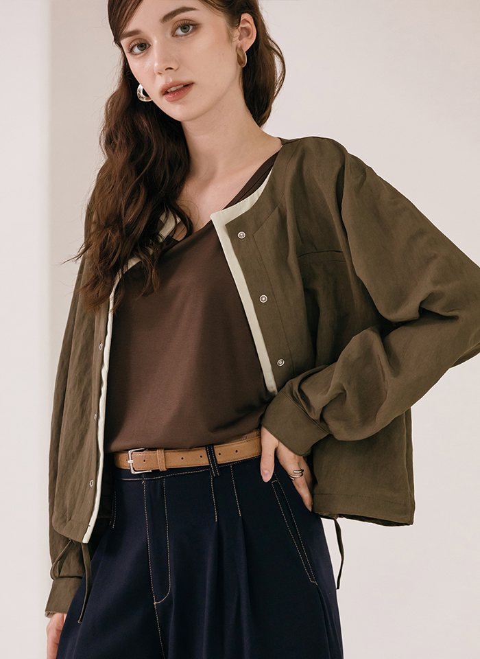 더블 레이어드 라운드 자켓 이미지 7
