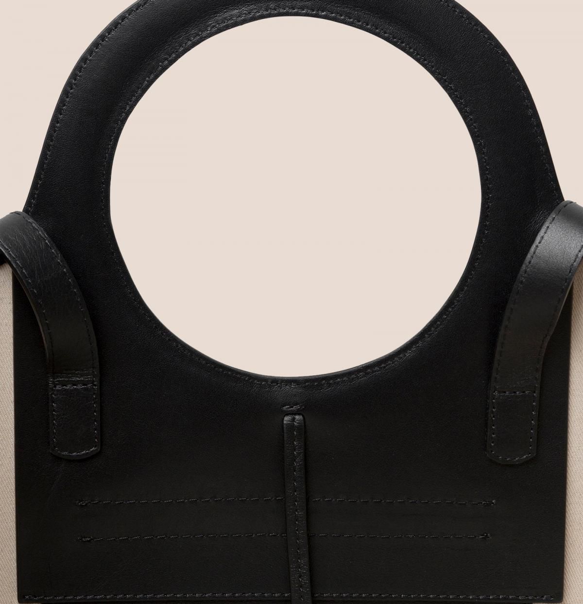 헤레우 CALA S 가죽 트림 캔버스 토트백 7697104175320 BEIGE/BLACK - 상세 이미지 5