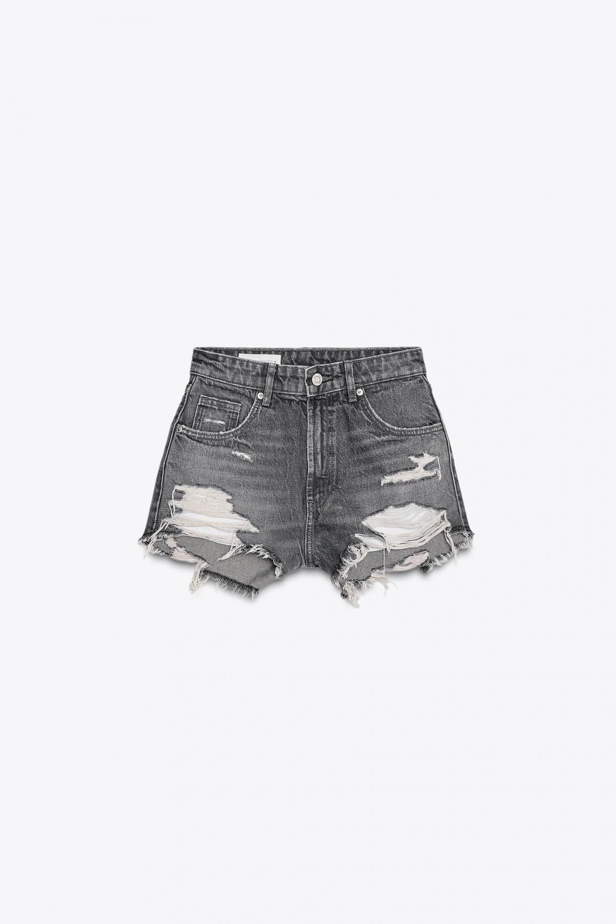 자라 하이웨이스트 커브드 데님 쇼츠 3607/002 LIGHT GREY - 메인 이미지
