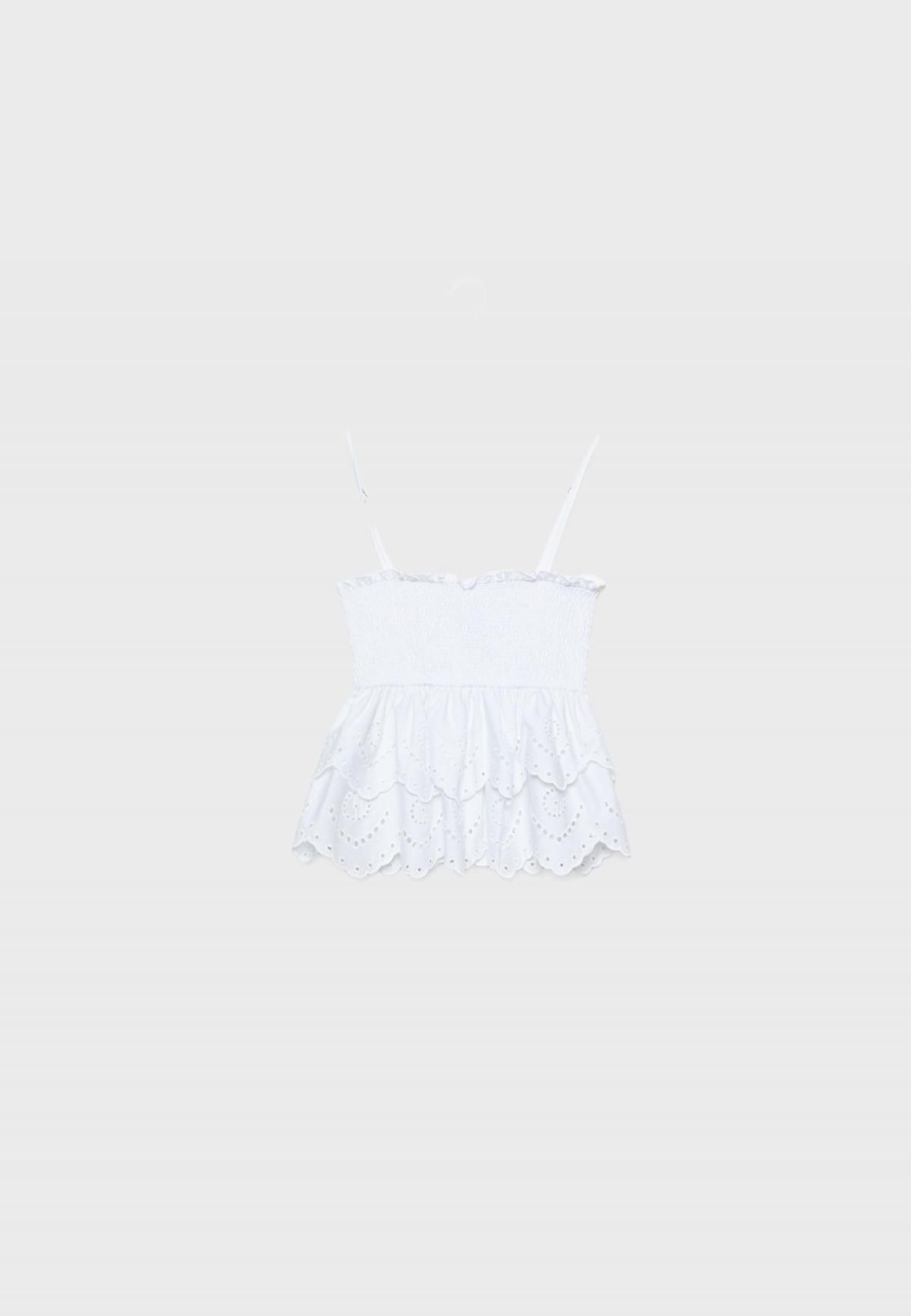 스트라디바리우스 러플 자수 민소매 블라우스 2680/625 WHITE - 상세 이미지 2