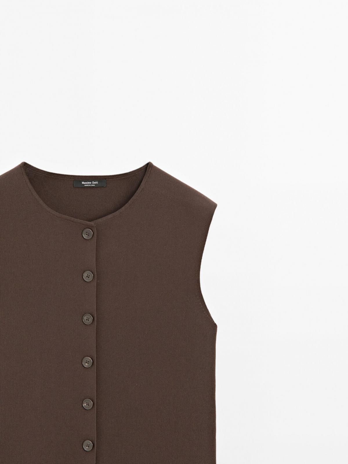 마시모두띠 테일러드핏 니트 버튼업 베스트 5711/646 BROWN - 상세 이미지 5