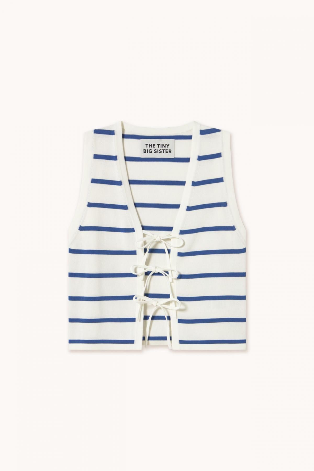 타이니코튼 마린 스트라이프 레이스업 니트 베스트 SS25-764R75 ONE COLOR - 메인 이미지