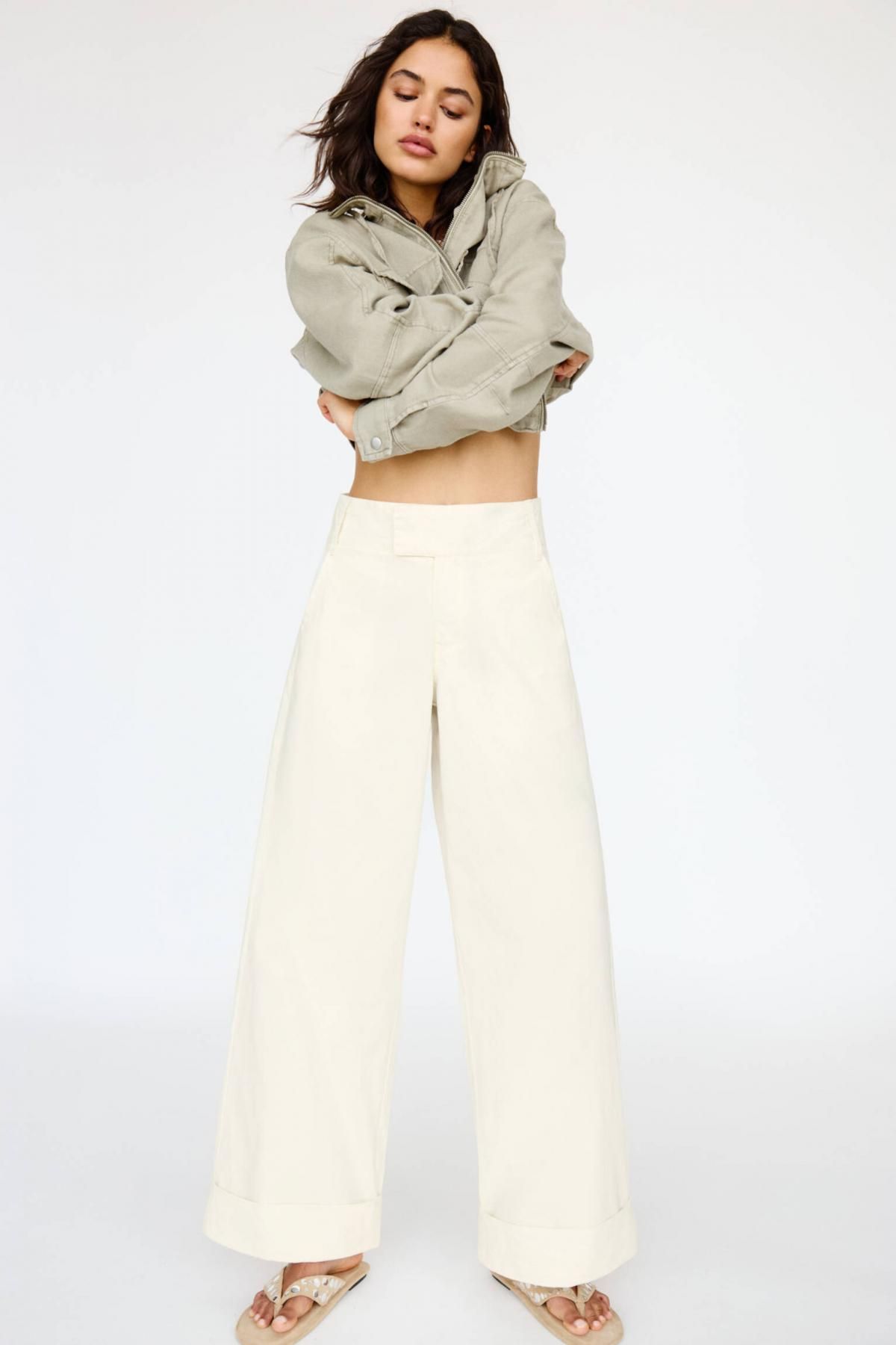 풀앤베어 와이드핏 코튼 와이드 팬츠 7675/302 OFF WHITE - 상세 이미지 2