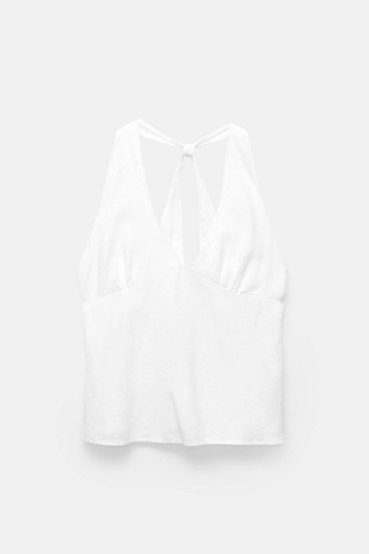 풀앤베어 오픈백 홀터넥 민소매 블라우스 7472/350 WHITE - 상품 이미지