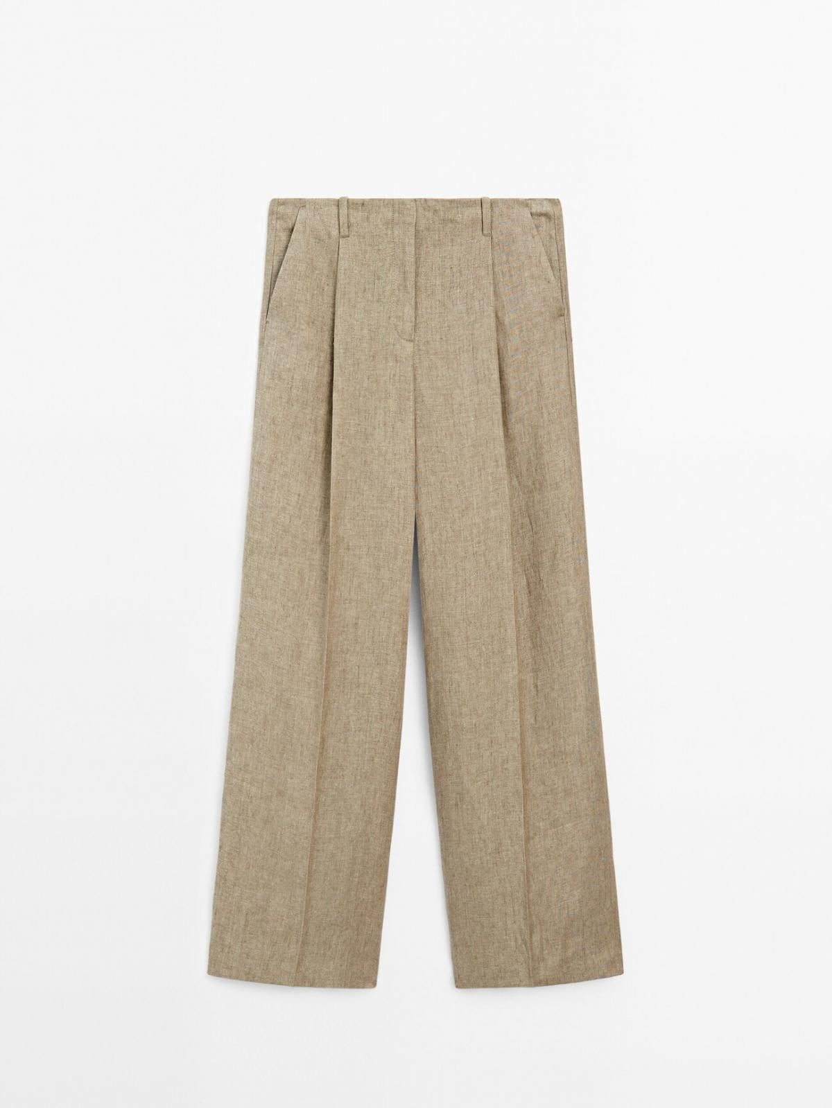 마시모두띠 린넨블렌드 와이드 다트 슬랙스 팬츠 5047/663 BEIGE - 상품 이미지