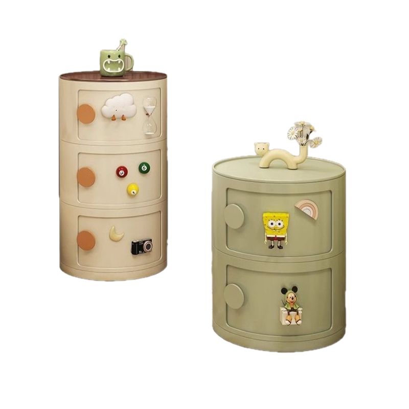 원형 서랍장 모듈형 사이드테이블 침대 옆 수납장 화이트 1단 조립형 (분리합체가능)