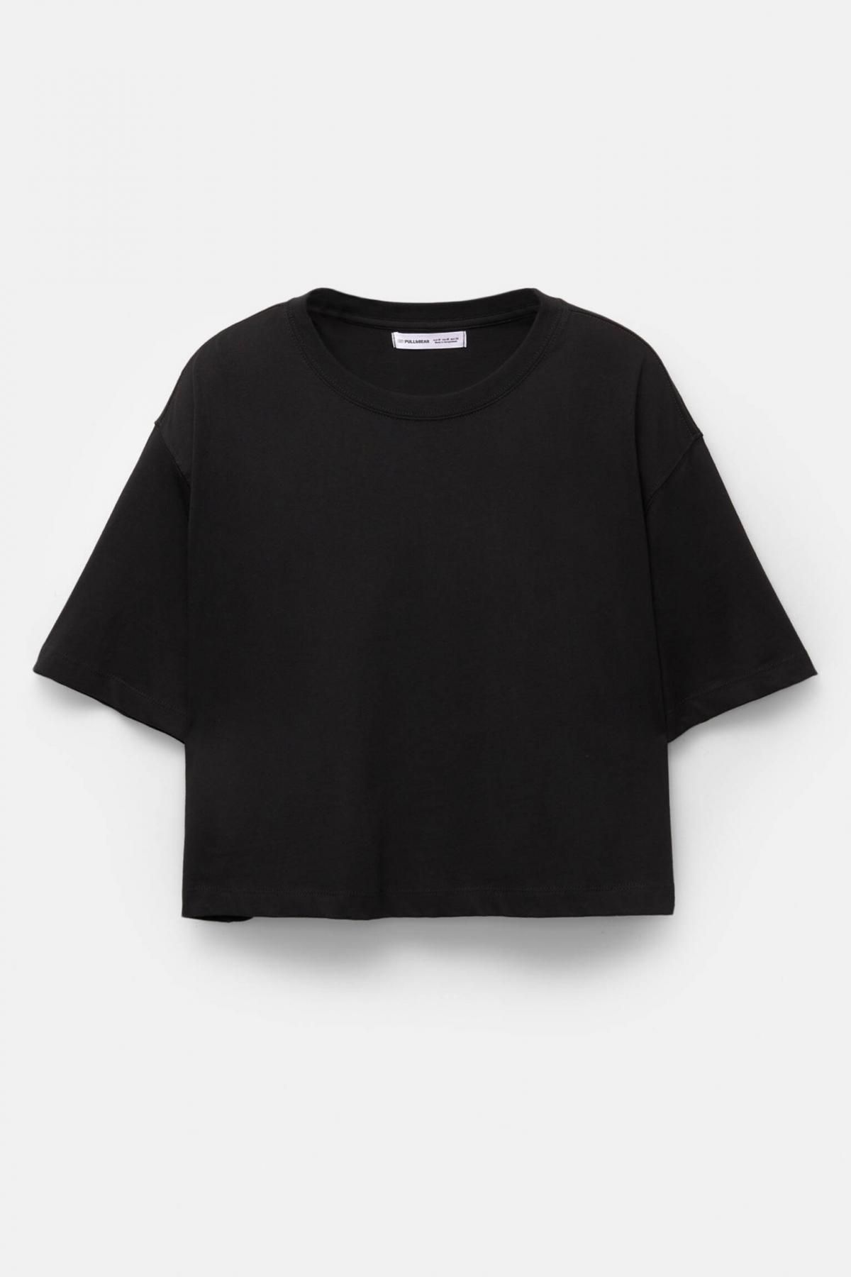 풀앤베어 미니멀 크롭 반팔 티셔츠 3245/390 BLACK - 상품 이미지