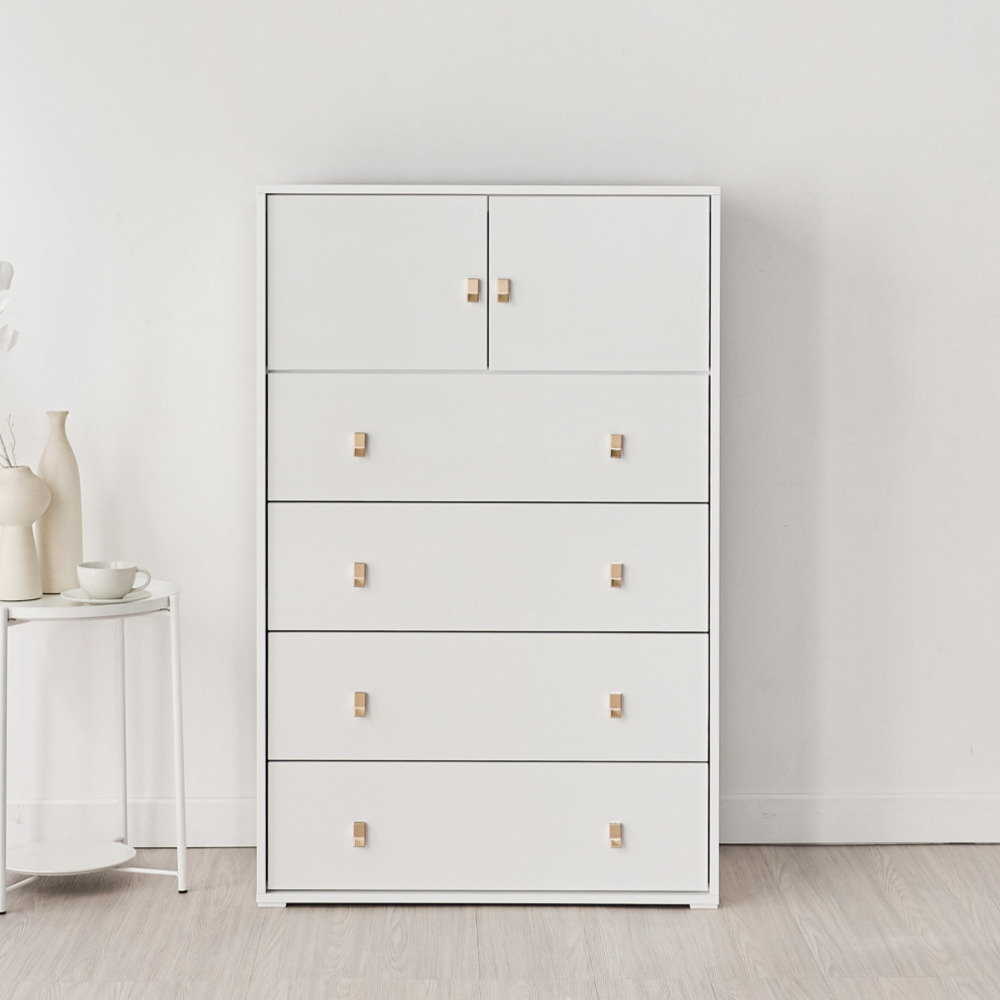 차차 800서랍장 속깊은 드레스룸 옷 서랍장 높은 800x400x1238mm, 5단, 올화이트 - 상품 이미지