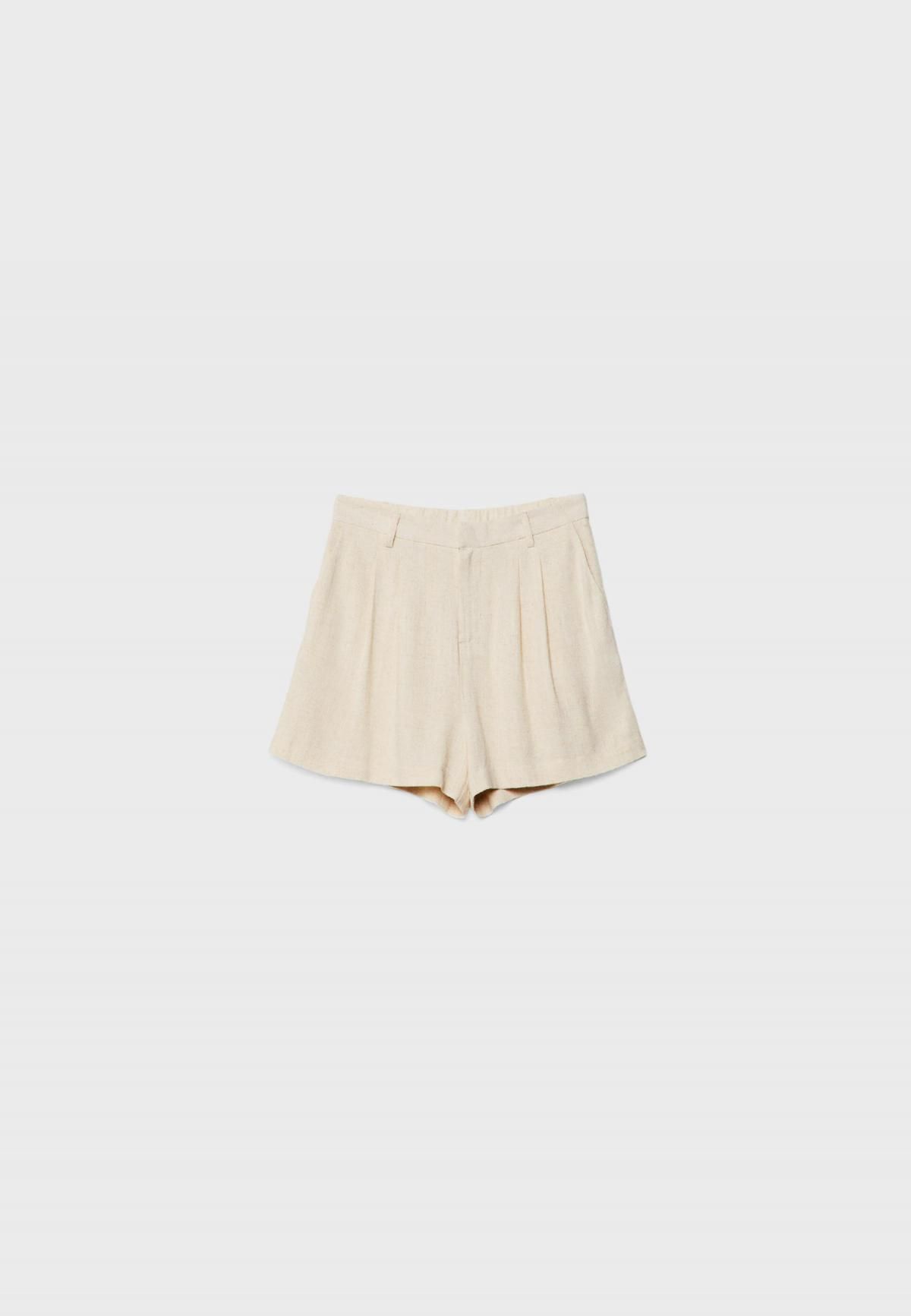 스트라디바리우스 린넨블렌드 플루이드 하이웨이스트 반바지 1396/559 STONE - 상품 이미지