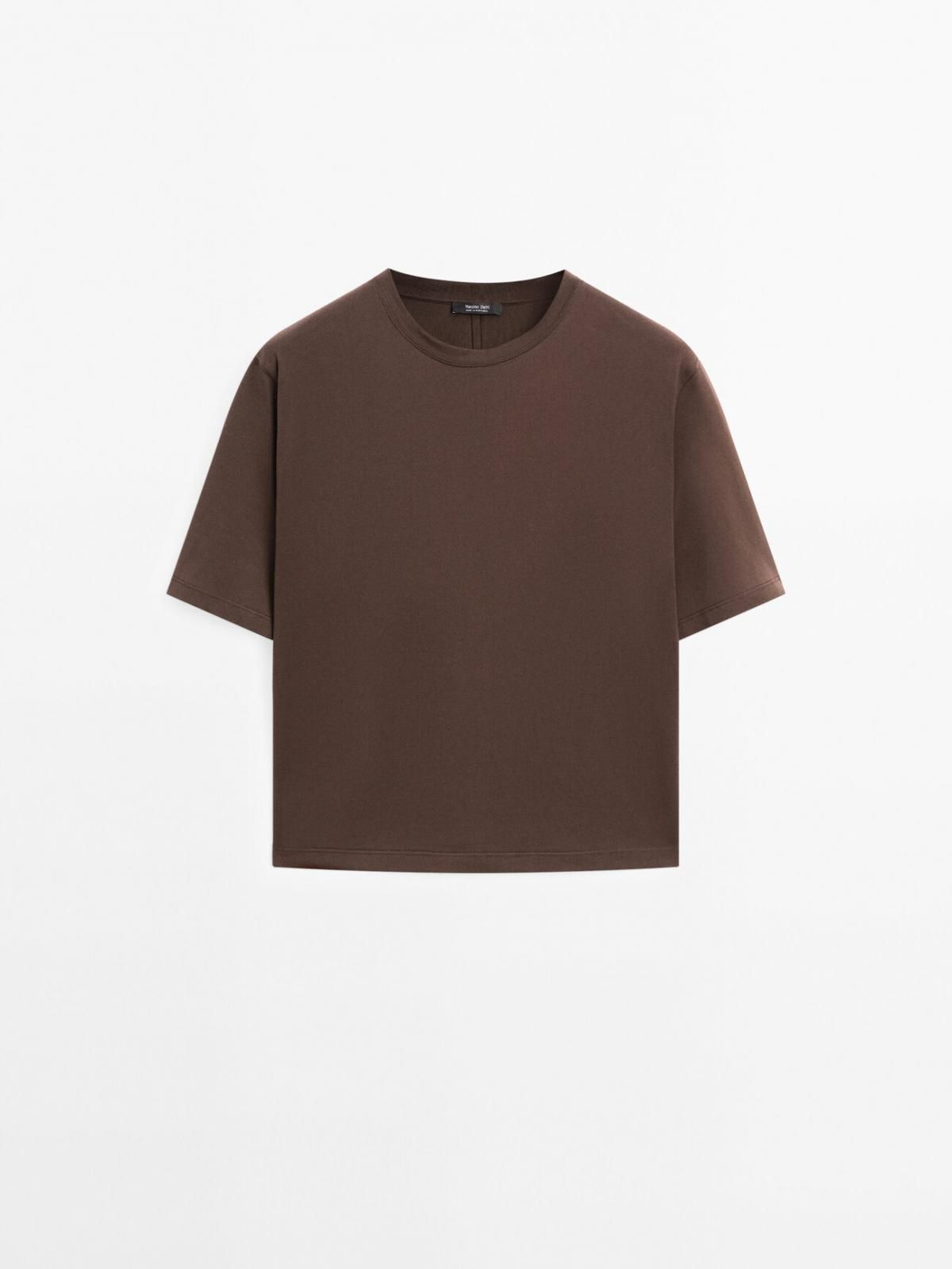 마시모두띠 미니멀 박시핏 반팔 티셔츠 테크니컬 탑스티칭 브라운 6262/200 BROWN - 상품 이미지
