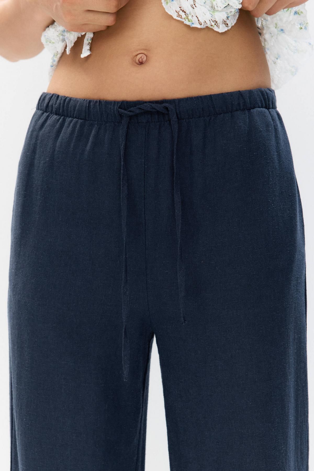 풀앤베어 내추럴 린넨 블렌드 미드웨이스트 조거 팬츠 3680/350 NAVY - 상세 이미지 5