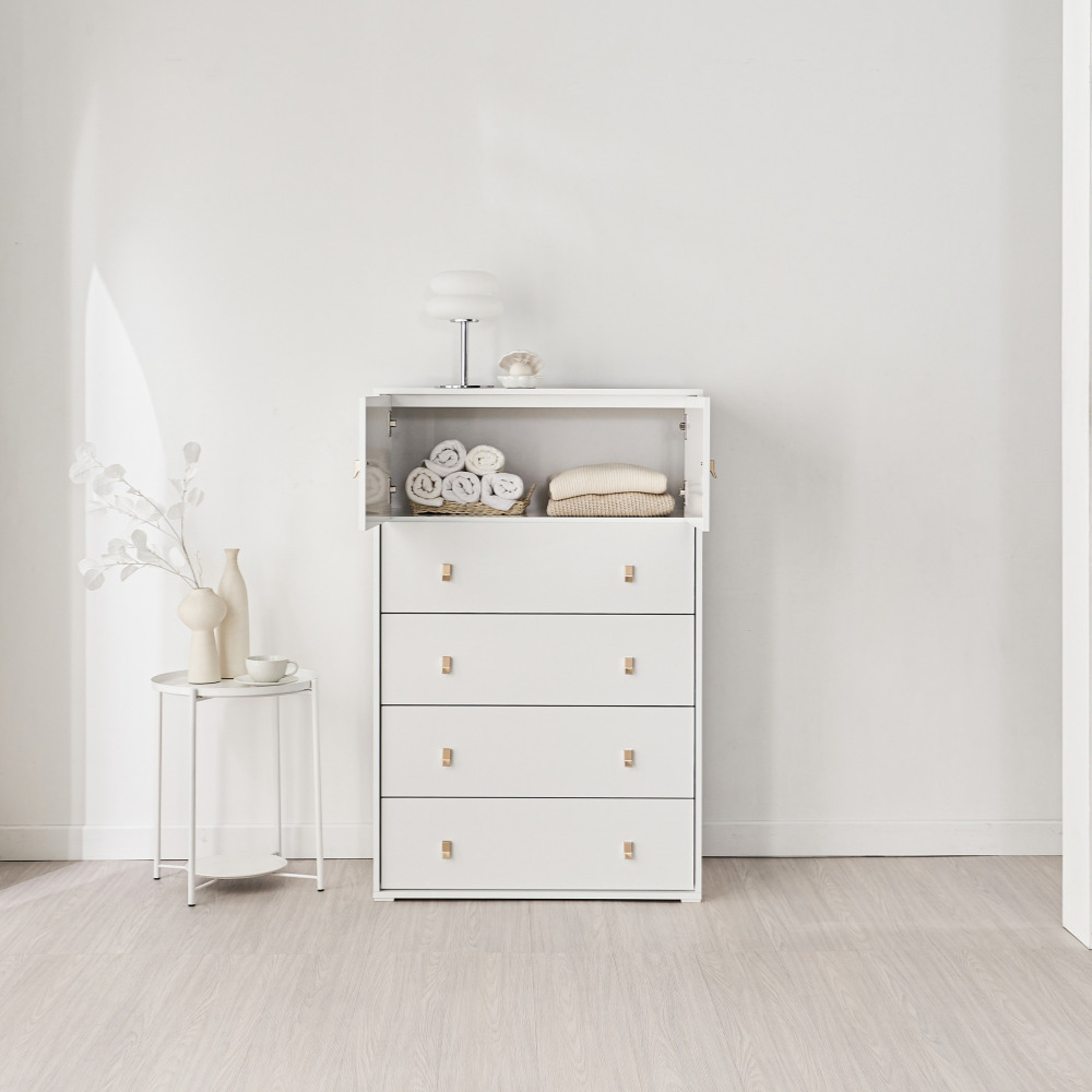 차차 800서랍장 속깊은 드레스룸 옷 서랍장 높은 800x400x1238mm, 5단, 올화이트 - 상세 이미지 2