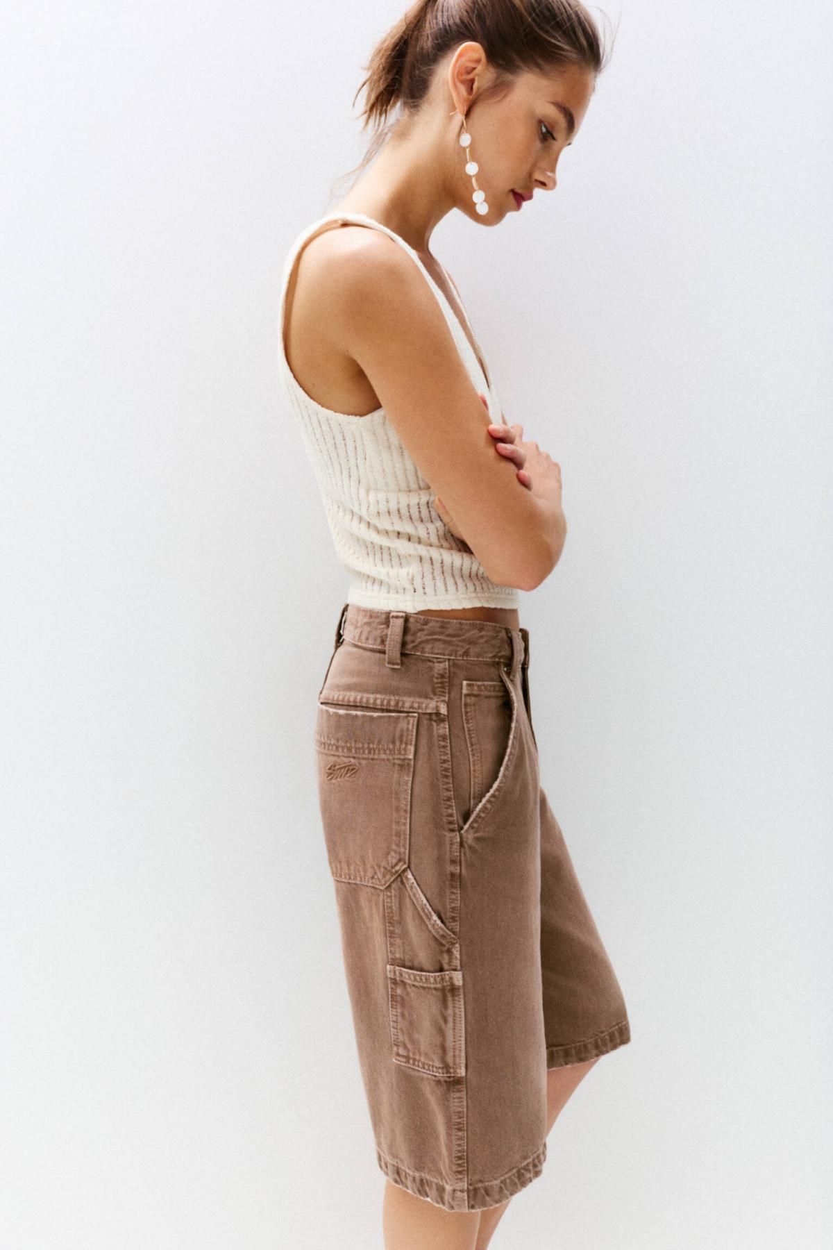 풀앤베어 브라운 데님 카펜터 버뮤다 반바지 7696/310 BROWN - 상세 이미지 2