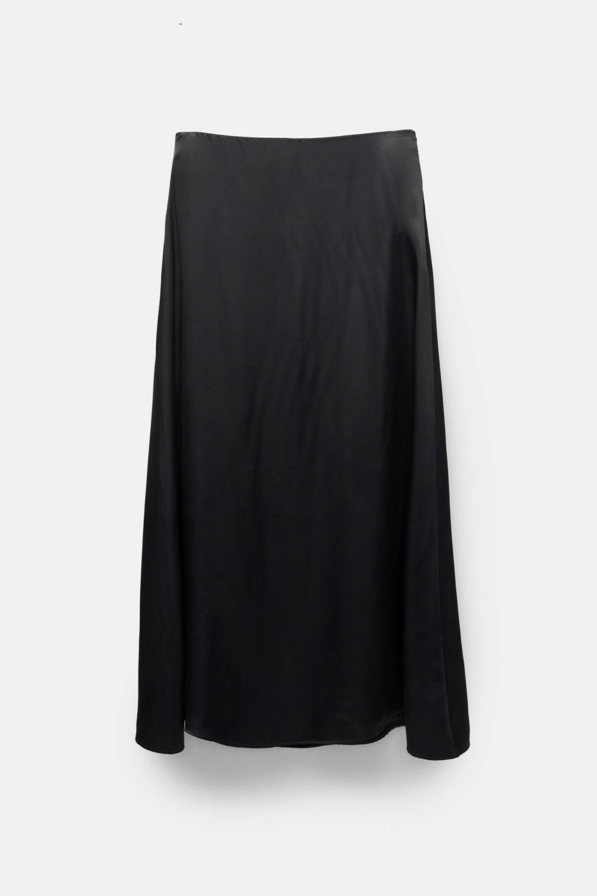 풀앤베어 미니멀 새틴 미디 스커트 7400/401 BLACK - 메인 이미지