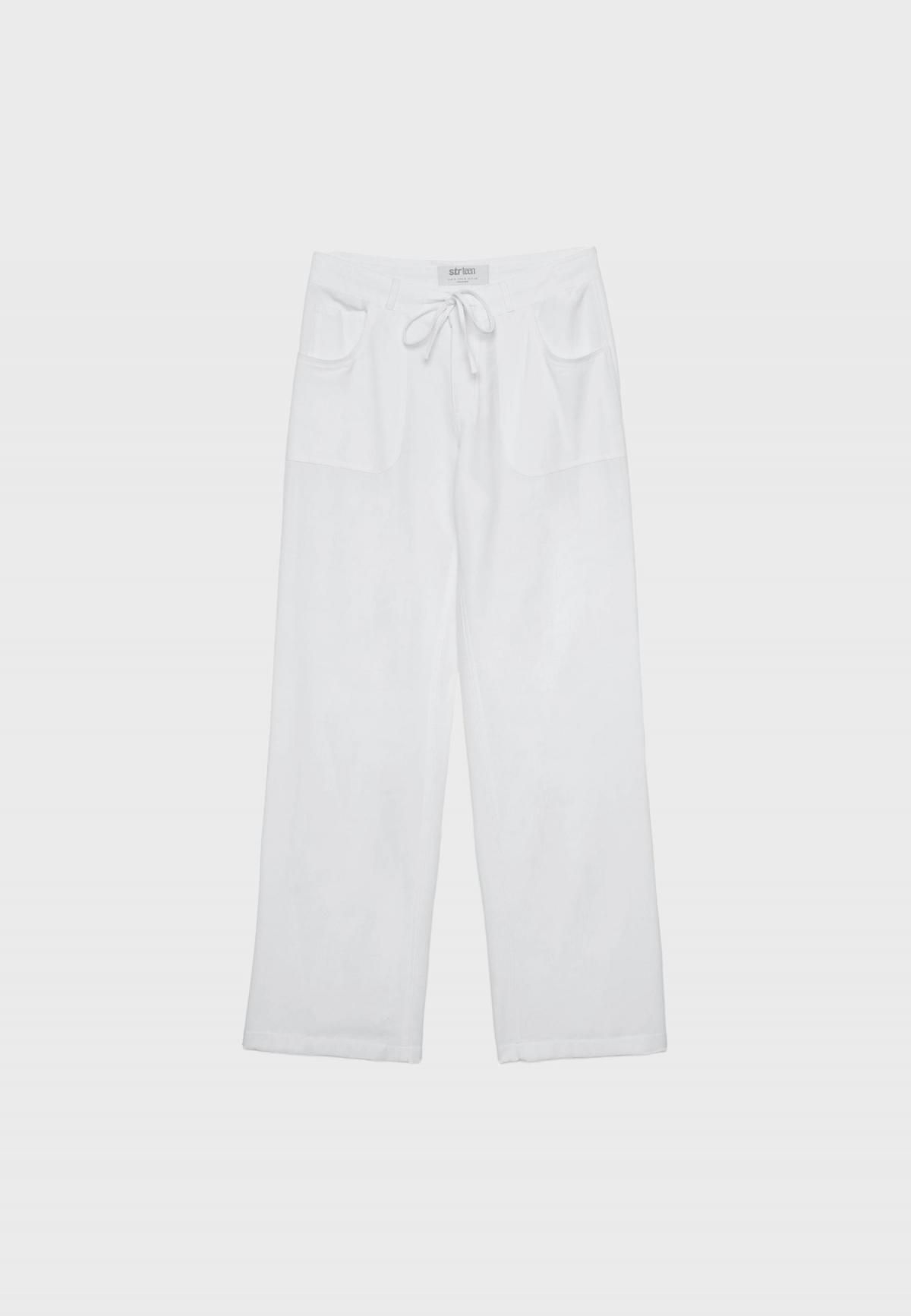 스트라디바리우스 린넨 블렌드 와이드 스트레이트 팬츠 포켓 디테일 7257/450 WHITE - 상세 이미지 2