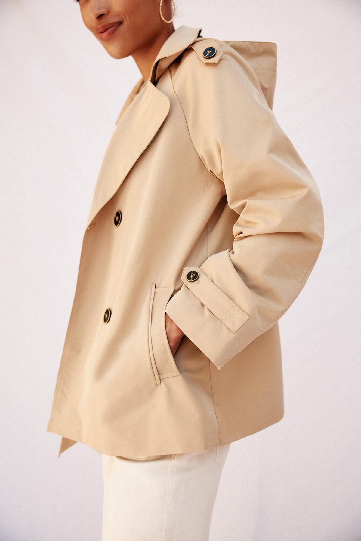 꼬르떼피엘 테크니컬 방수 쇼트 트렌치코트 6612734 BEIGE - 상세 이미지 2