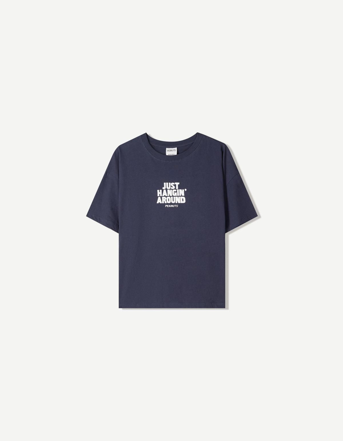 버쉬카 캐주얼 스누피 프린트 반팔 티셔츠 7578/084 NAVY - 상품 이미지