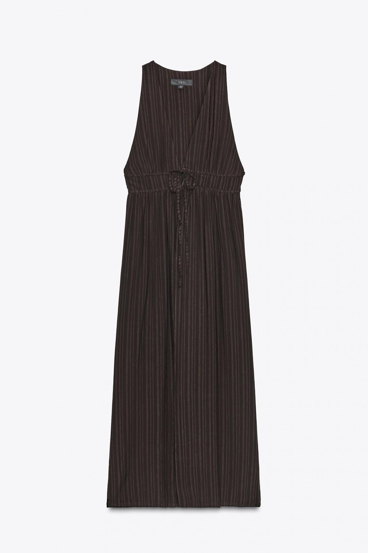 자라 스트라이프 롱 베스트 3067/717 DARK BROWN - 메인 이미지