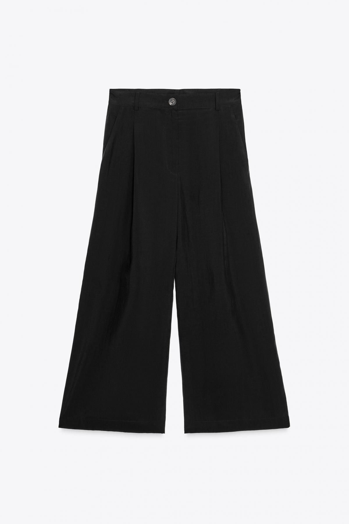 자라 와이드 슬랙스 크롭 다트 팬츠 7149/061 BLACK - 상세 이미지 5