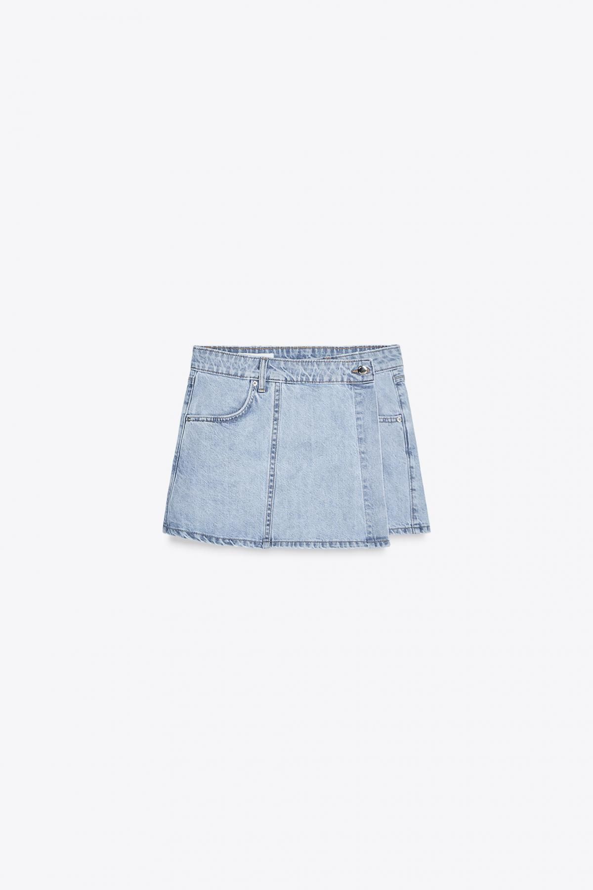 자라 하이웨이스트 랩 데님 스커트 팬츠 Z1975 7484/062 LIGHT BLUE - 메인 이미지