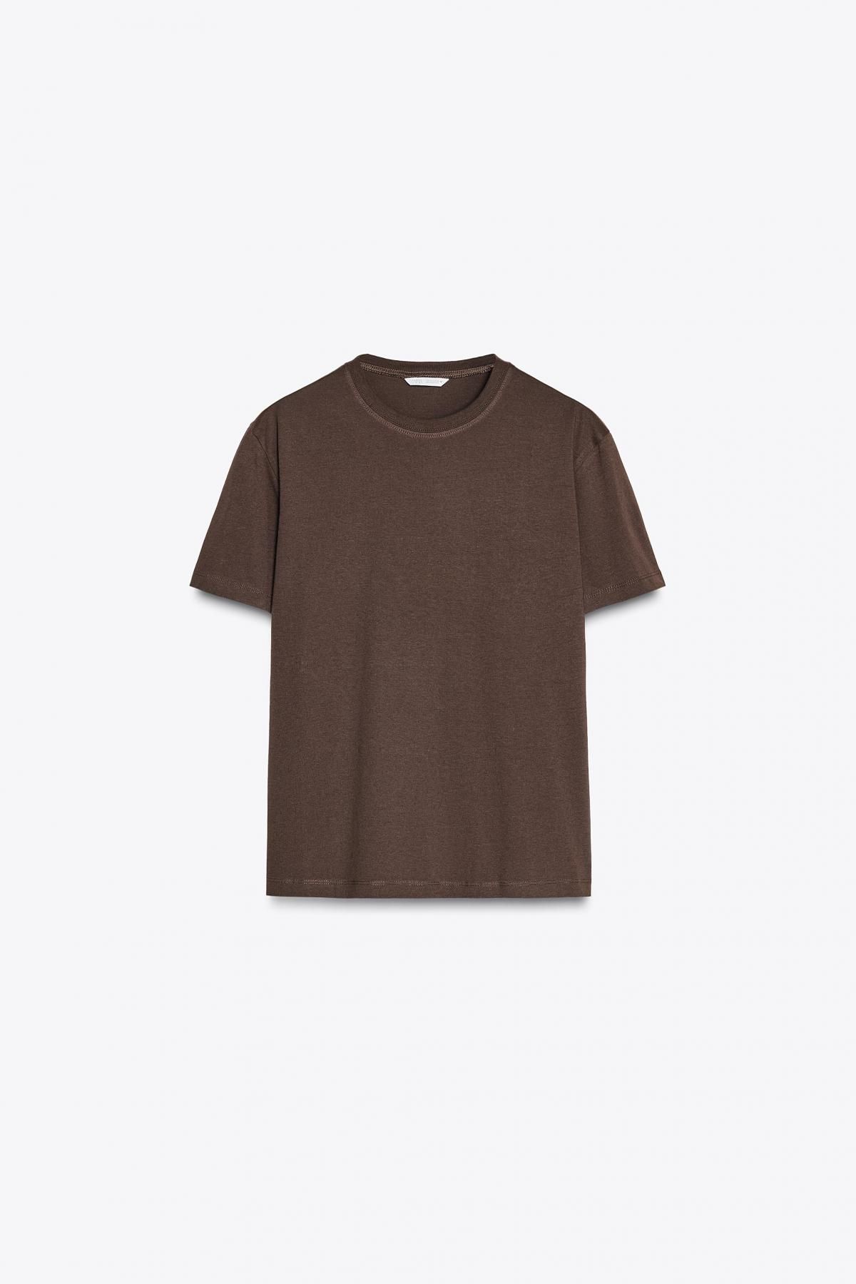 자라 베이직 코튼 티셔츠 3253/320 BROWN - 메인 이미지