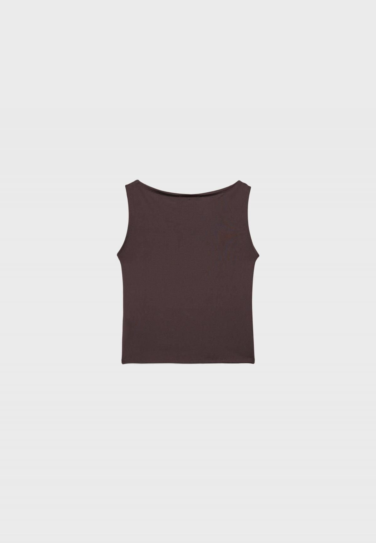 스트라디바리우스 데일리 베이직 보트넥 슬리브리스 티셔츠 7052/200 BROWN - 상품 이미지